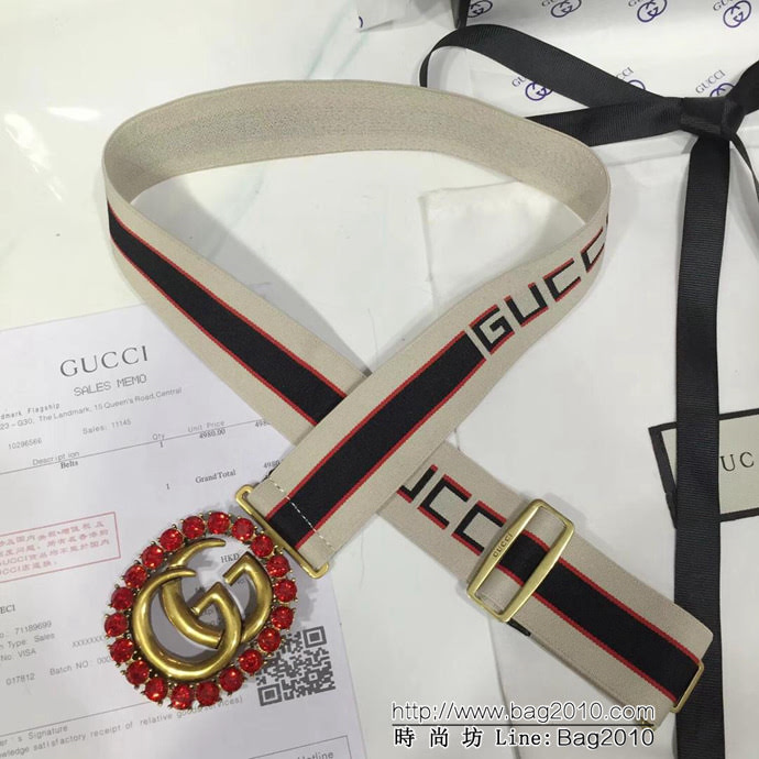 GUCCI古馳 專櫃水貨 4.0Cm織帶 年輕時尚 百搭款腰帶  xfp1051